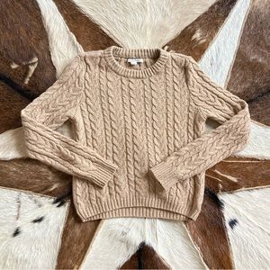 American Eagle Tan/Neutral Cable Knit Crewneck Sweater